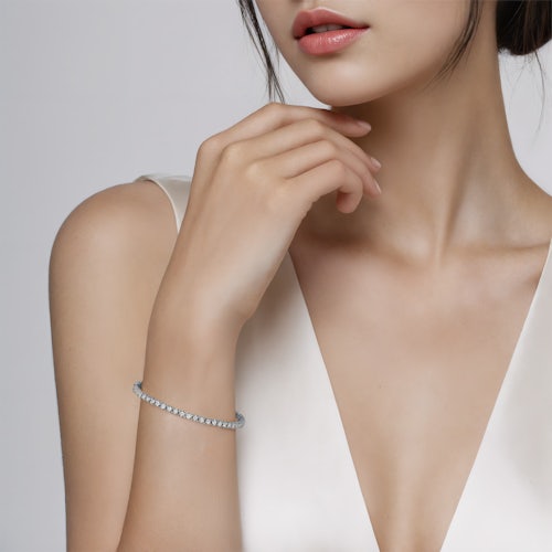 Bransoletka tenisowa The Light 3,2mm: białe złoto, diamenty laboratoryjne